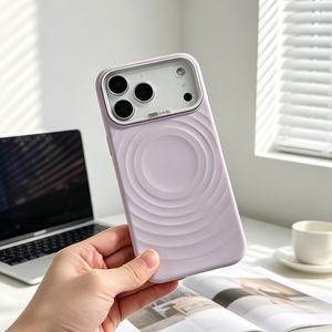 Funda Trasera de Silicona con Diseño Simple de Ondas S123 para iPhone 15 16 17 Pro Max, con Marco Metálico para la Cámara - Product Image 1