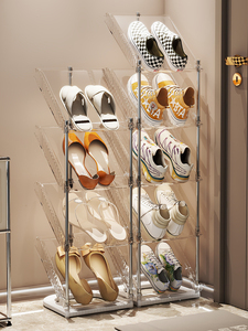 Meuble de rangement transparent pour chaussures d'entrée, multi-niveaux, sans installation, simple, en plastique PET, pour dortoir - Product Image 6