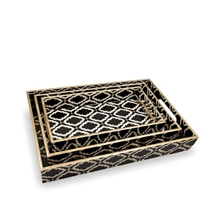 Eco-Friendly MDF Wooden <b>Serving</b> <b>Tray</b> with Traditional Indian Meena Artwork Printed Tea Coffee Snack <b>Tray</b> for Home and Office Use - Product Image 1