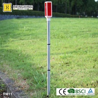 Perche extérieure en acier inoxydable, réflecteur à extrémité pointue, imperméable, LED clignotantes, piquets de pelouse, marqueurs solaires d'allée