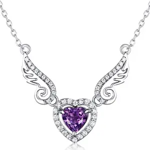 CAOSHI Luxury Cubic Zirconia Pendant Necklace Heart Shape Women Wedding Party Jewelry Gifts Angel Wings Necklace