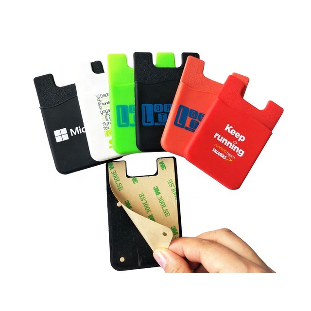 Custom Printed 3m Sticky Adhesive Silicone Smart Card Wallet for Mobile Phone