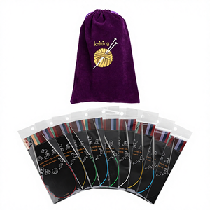 Pond Knitted Juego de agujas circulares de 9 piezas Metal de moda Gancho de ganchillo hecho a mano Bolsa de <span class=keywords><strong>terciopelo</strong></span> púrpura <span class=keywords><strong>para</strong></span> el trabajo del suéter - Product Image 1