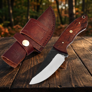 Cuchillo de Caza Personalizado Hecho a Mano de Acero al Carbono de Grado Industrial con Hoja Fija, Mango de Madera y Funda de Cuero OEM - Product Image 3