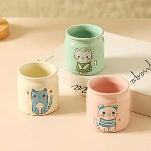 Livraison gratuite sur des tasses à pudding à motif de chat de dessin animé, des tasses à lait et à café haut de gamme, des tasses à eau mignonnes, des tasses en céramique pour un usage domestique. - Product Image 1