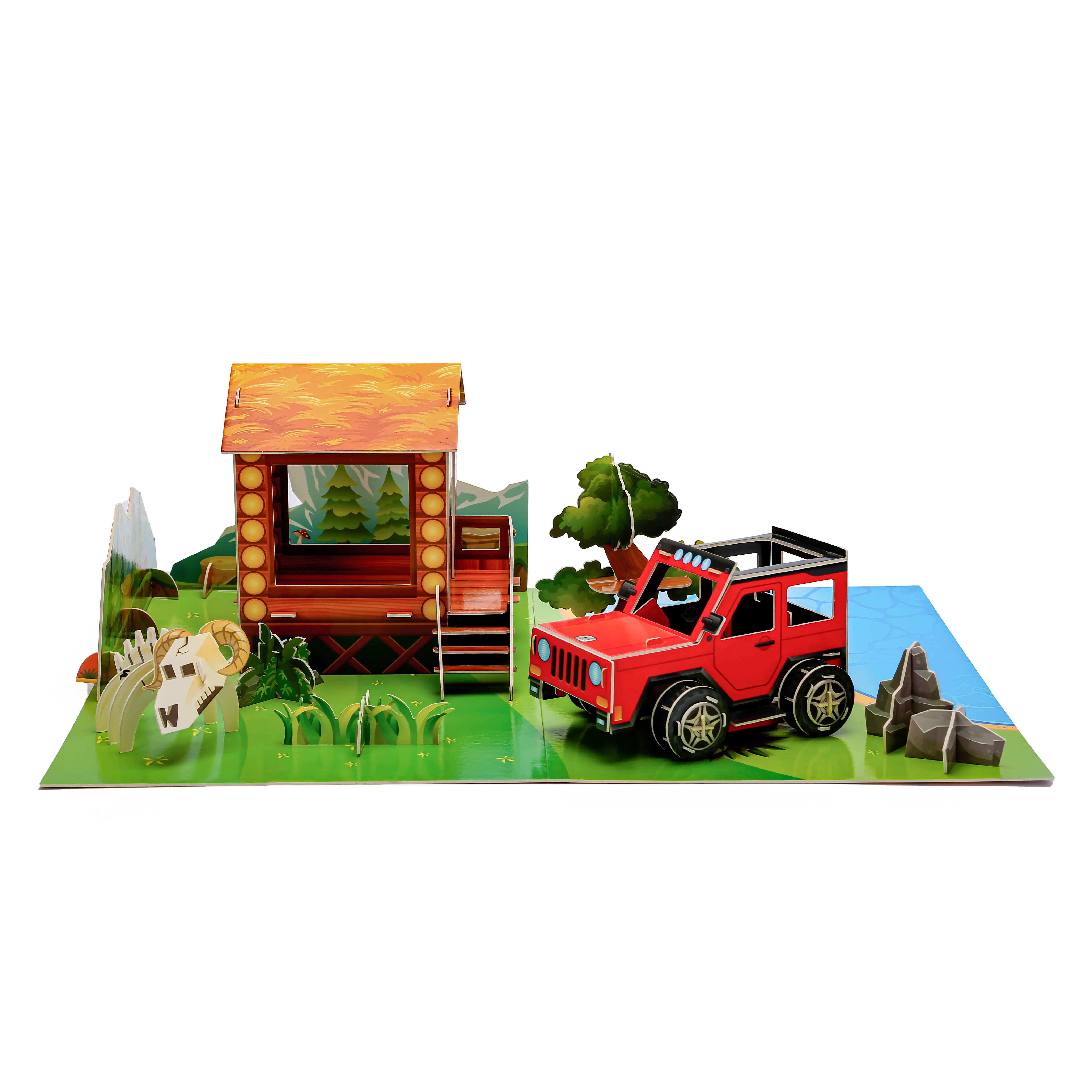 Wholesale 3D model car laser cut wooden jigsaw assembled kids puzzle games high quality China manufacturers