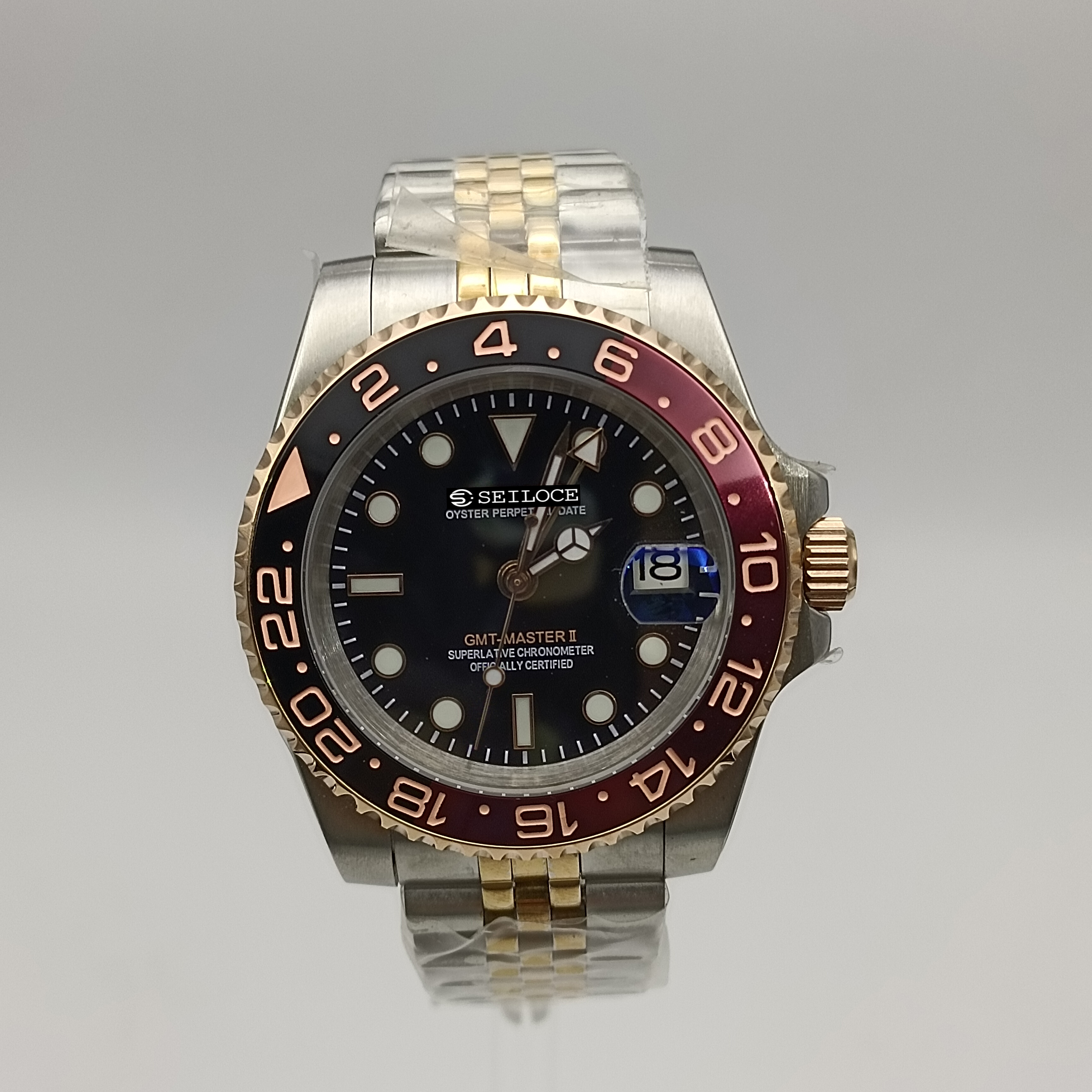 Rose Gold Silver Case+Black Dial