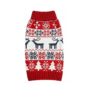 Pull de Noël pour chien, motif nordique rouge, tricot chaud pour petits et moyens chiens, vêtements d'automne et d'hiver pour animaux de compagnie - Product Image 4