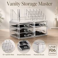 Organisateur de maquillage en acrylique transparent Yunuoxi, 5 tiroirs, doublure en velours, support à 12 emplacements pour rouges à lèvres, boîte de rangement cosmétique, vente en gros usine