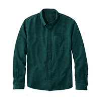Kemeja Pria Lengan Panjang Bahan Katun Poplin Hijau, Dapat Disesuaikan, Berwarna Solid, Kasual, Bernapas, Kerah Turn-Down, Cocok untuk Musim Gugur