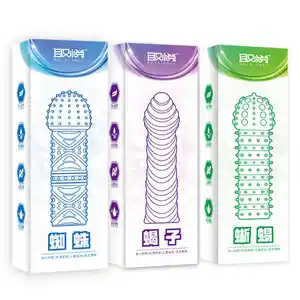 Funny Condom Two-Finger Crystal Wolf Braces Stimulate G-spot Private Parts Stimulating Particle Condom Adult Sex Toys