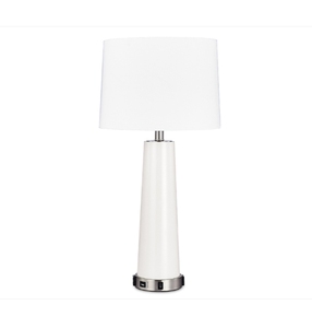 Lampe de table en céramique de luxe de grande taille de couleur blanche avec abat-jour de tambour pour le luminaire de décor intérieur de maison d'hôtel - Product Image 2