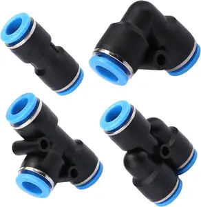 Conector de tubo rápido azul de Unión recta Pu, accesorio neumático de plástico de aire de tubería de empuje de un toque para conectar