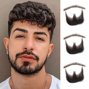 HLC Realistic Mustache Human Hair Handmade Cosplay Beards Soft Lace Natural Looking Costume Facial Hair for <strong>Disguise</strong> Party Decor - Product Image 6