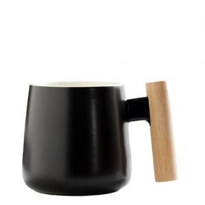 Premium Ceramic Mug with Wooden Handle Custom Logo Option Includes Wood Lid Metal Spoon Great for Tea <b>Coffee</b> Lovers - Product Image 3