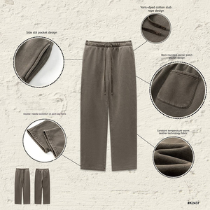 2025 Herfst Casual Fleece Gevoerde Wijde Pijpen Oversized Joggingbroek Sport Platte Casual Joggingbroek - Product Image 4