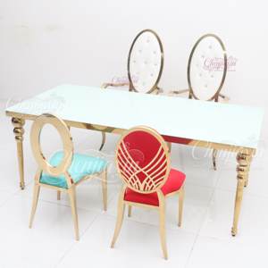 Venta al por Mayor 2026: Sillas y Mesas Rectangulares Modernas de Lujo de Vidrio y Acero Inoxidable para Bodas, Eventos y Fiestas VIP - Product Image 5