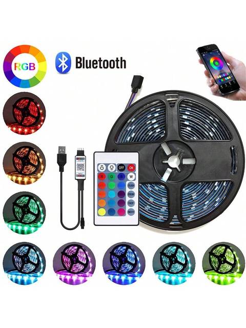 RGB 5050 Smart LED Strip Lights 5V 24-Keys Remote USB Controlled Color-Changing Fairy Lights for Party