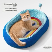 Lit pour chat, griffoir tout-en-un, universel quatre saisons, grande taille, sisal résistant à l'usure, non-déchirable, forme ovale, pour le sommeil des chats