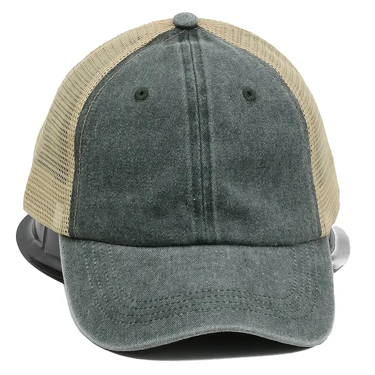 Benutzer definierte einfarbige Distressed Cap Vintage Low Profile Papa Hüte gewaschene Baumwolle verstellbare Männer und Frauen Sommer Mesh Cap