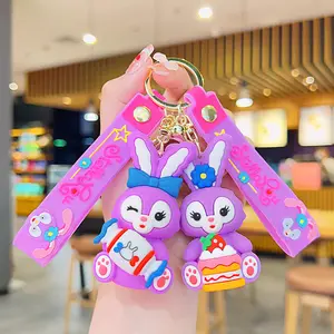 Anti-Lost Keyring Accessories Lovely Cartoon StellaLou Cake Doughnut Keychain 3D Doll Pendant Kids Gift Rubber Key Chain Custom