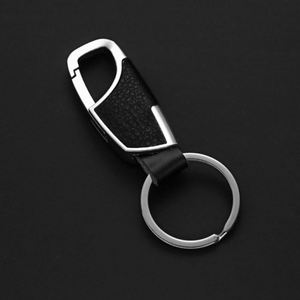 Logo Metal Chains Waist Hanging Keychains <b>Key</b> <b>Holder</b> Men Best Gift Keyring Real Pebbled Leather Keychain - Product Image 5