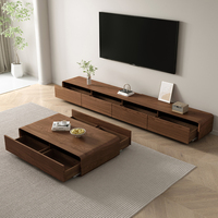 Meuble TV en bois moderne avec table basse intégrée pour salon, appartement et chambre - Meuble TV au sol écologique et durable