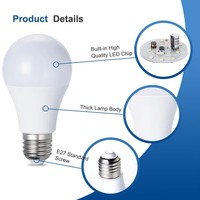 Ampoules LED 5W/7W/12W/15W/20W/30W/45W Dimmables AC85-265V E27/B22 80Ra 80lm/W 25000H avec capteur Certifiées CE Blanc chaud/blanc froid