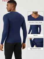T-shirt de sport respirant en polyester et élasthanne, sous-vêtement de compression à manches longues pour homme