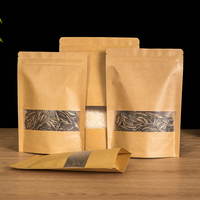 Sacs en papier kraft avec fenêtre, pochettes verticales refermables de qualité alimentaire pour café, snacks, thé – Impression personnalisée acceptée – En stock
