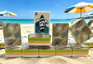 Nouvel ensemble de tuiles de mahjong américaines de luxe, gravées en acrylique, 4 couches, 160 tuiles, thème Océan, design original, vente en gros - Product Image 4