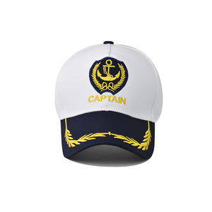 <span class=keywords><strong>Gorra</strong></span> de béisbol étnica azul marino de 5 paneles vintage sombrero ceremonial de capitán Blanco alto logotipo personalizado para europeos americanos comunes - Product Image 3