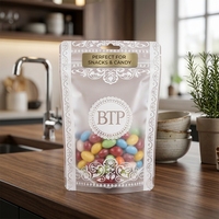 MOQ100 Sachets en plastique transparents personnalisés à fermeture éclair, réutilisables, pour bonbons et noix