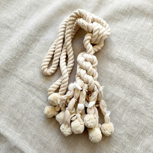 Bohemian Cotton Rope <b>Tiebacks</b> with Pom Poms and Shells Curtain Accessories - Product Image 1