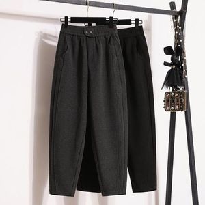 Harem <b>Pants</b> Women Plus Size High Waisted Elastic Waist Fleece <b>Lined</b> Warm Casual <b>Pants</b> Autumn Winter Style - Product Image 3