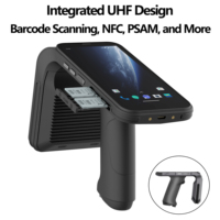 Lector/Escritor UHF RFID ISO 18000-6C ABS PDA Portátil Android 13 con Escáner de Código de Barras 2D de Largo Alcance (20m) Resistente para Uso Industrial JINTOU