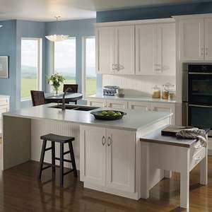 Mueble de Cocina en Forma de U de Diseño Personalizado, MDF, Curvo, con Acabado Laca de Alto Brillo, Juego Completo con Encimera de Mármol, Grifo, Bisagras y Accesorios - Product Image 2