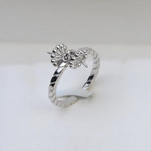 Personalized S925 <b>Silver</b> Double <b>Bead</b> Open Mouth Ring for Women 8-9 Pearl Jewelry DIY Accessories Empty Holder 232 Fashion Rings - Product Image 1