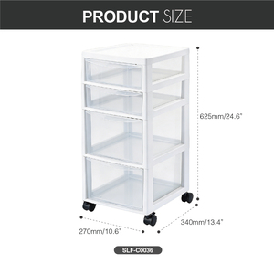 Chariot de rangement à roulettes transparent à <span class=keywords><strong>4</strong></span> <span class=keywords><strong>tiroirs</strong></span> avec roues verrouillables, organisateur multifonctionnel pour maquillage, salle de bain, cuisine, bureau - Product Image 2