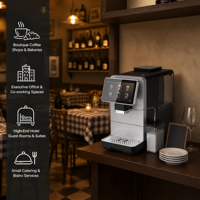 Máquina de Café Espresso Automática de Fábrica, Molinillo de Acero Inoxidable, Pantalla Digital, para Uso Comercial