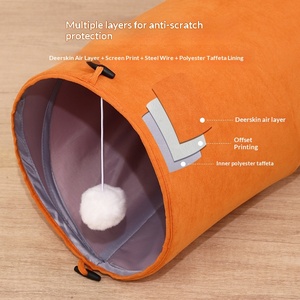 Tunnel Giocattolo Ecologico Perforato per Gatti, Tubo Dritto Pieghevole a Tema Drago Cartone Animato, Canale Auto-Intrattenente per Cani, Facile da Riporre - Product Image 1