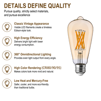 Ampoule LED à filament de verre 12W B22/E26/E27 ST21/ST64, 1500lm, dimmable, CRI90, efficace et écologique, pour la maison et l'hôtel