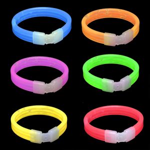 Personalizable PS Material fluorescente LED plana luminosa pulsera intermitente juguete pulsera Logo impresión CE RoHS certificado Unisex - Product Image 2