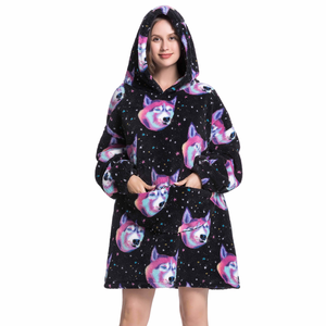 Sudadera lisa de bolsillo de gran tamaño cálida personalizada, manta acogedora con capucha, venta al por mayor, manta con capucha de TV para adultos con manga - Product Image 4