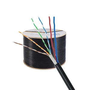 חיצוני utp cat5e עם 2 כבל חשמל נחושת 25awg cat5e כבל חשמל מותאם אישית