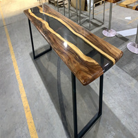Table de salle à manger en bois massif avec résine époxy, fabriquée en Chine, table de restaurant, table carrée, table de salle à manger en résine époxy