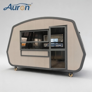 Camión de Comida Móvil Retro Moderno, Remolque de Comida de Acero Inoxidable, Lámina Galvanizada, Fibra de Vidrio y Aluminio para Servicio de Comida Rápida al Aire Libre - Product Image 1