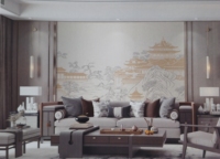 Nouveau style 2025, murale 3D personnalisée, imperméable, en tissu, pour mur TV d'hôtel, esthétique de la dynastie Song