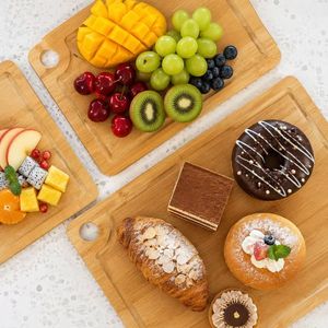 Bamboo Cutting Board <b>Set</b> Of 3 Rectangle With Hanging Holes For Kitchen Use - Product Image 3