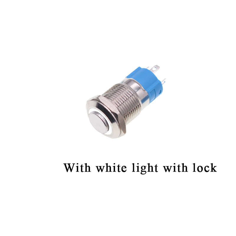 12MM High Head Metal Push Button Switch with Ring Light, Waterproof Self-Reset/Self-Lock Power Switch for Industrial Equipment